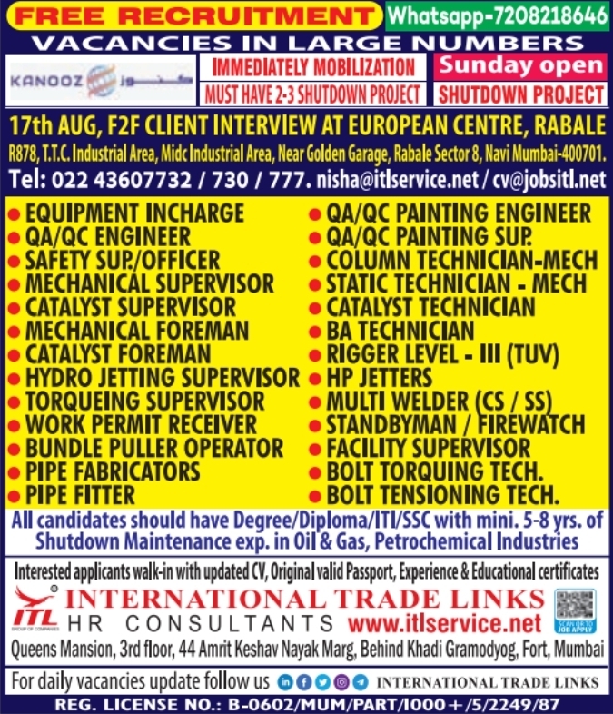 Urgent Requirement for Saudi Arabia