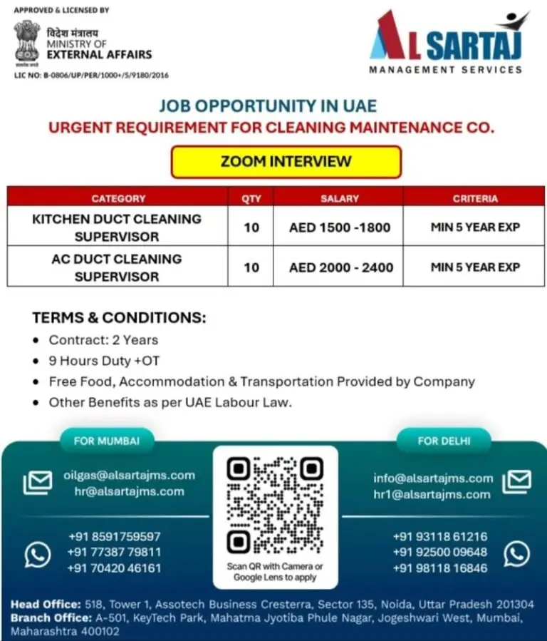 Urgent Requirement For UAE