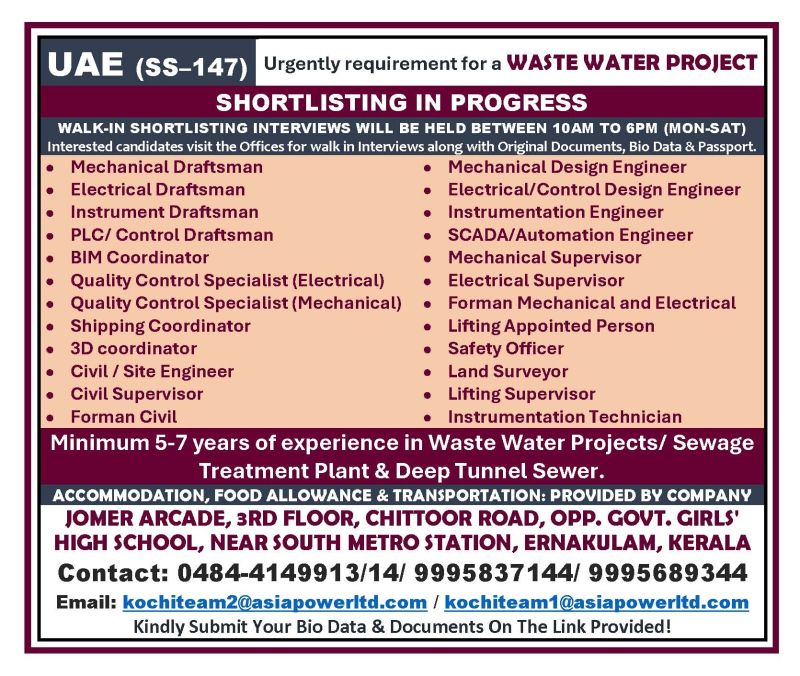 Urgent Requirement For UAE