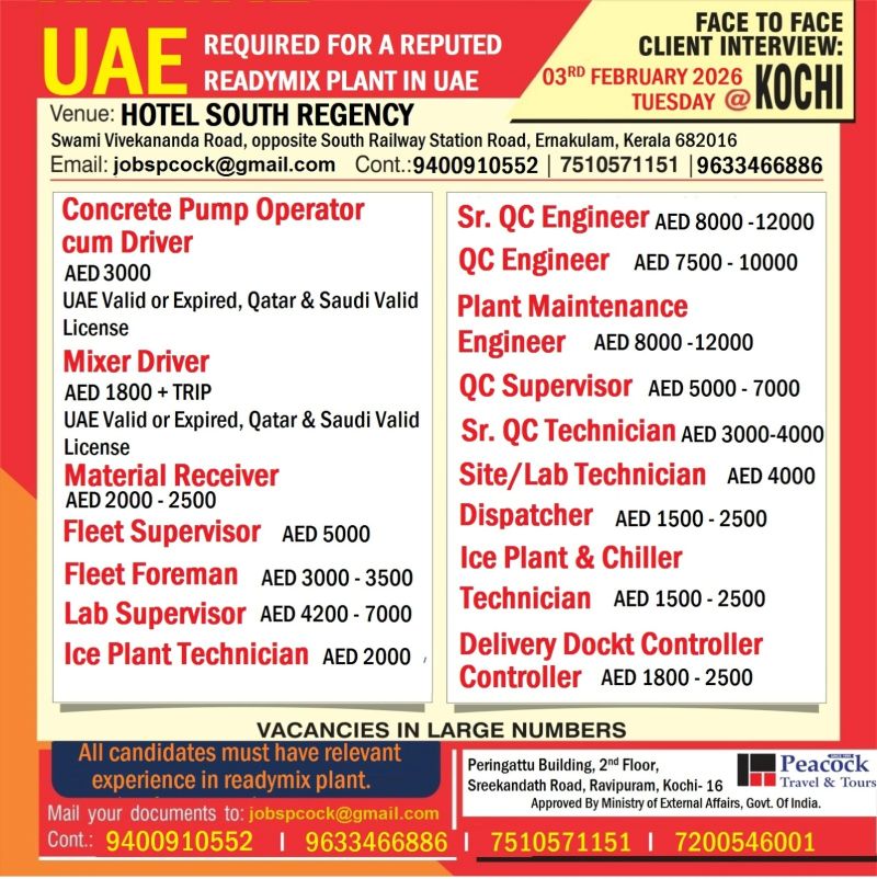 Urgent Requirement For UAE