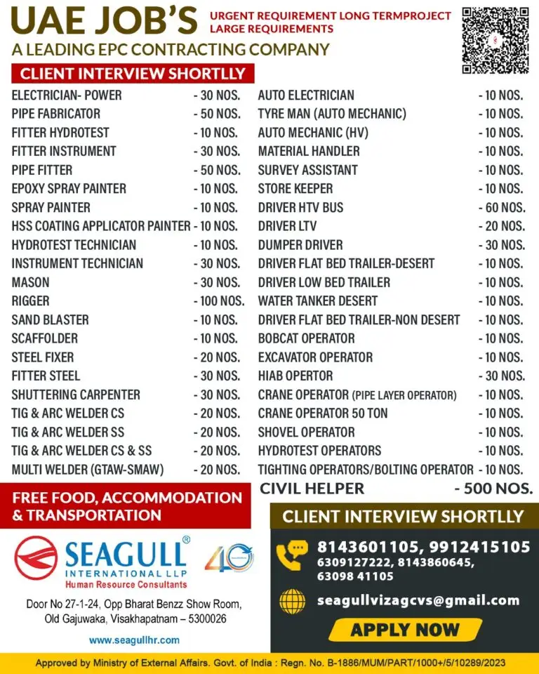 Urgent Requirement For UAE