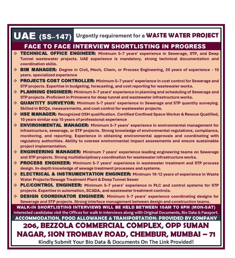 Urgent Requirement For UAE
