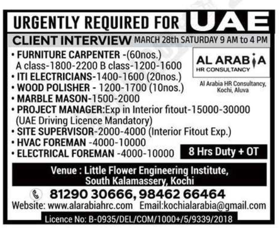 Urgent Requirement For UAE
