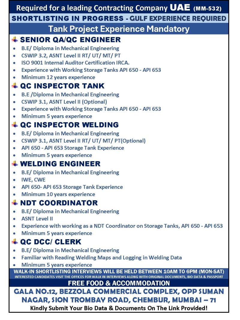 Urgent Requirement For UAE