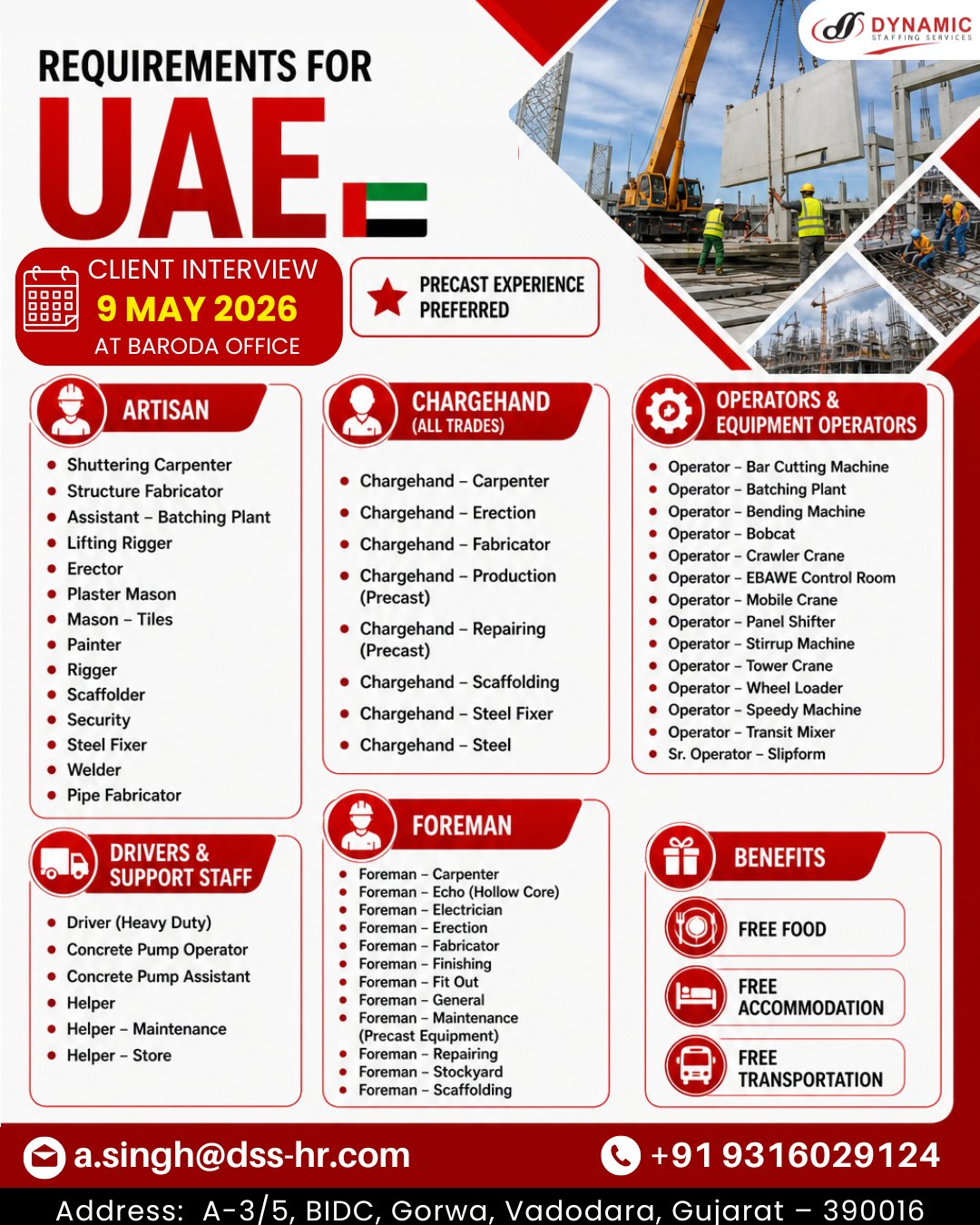 Urgent Requirement For UAE