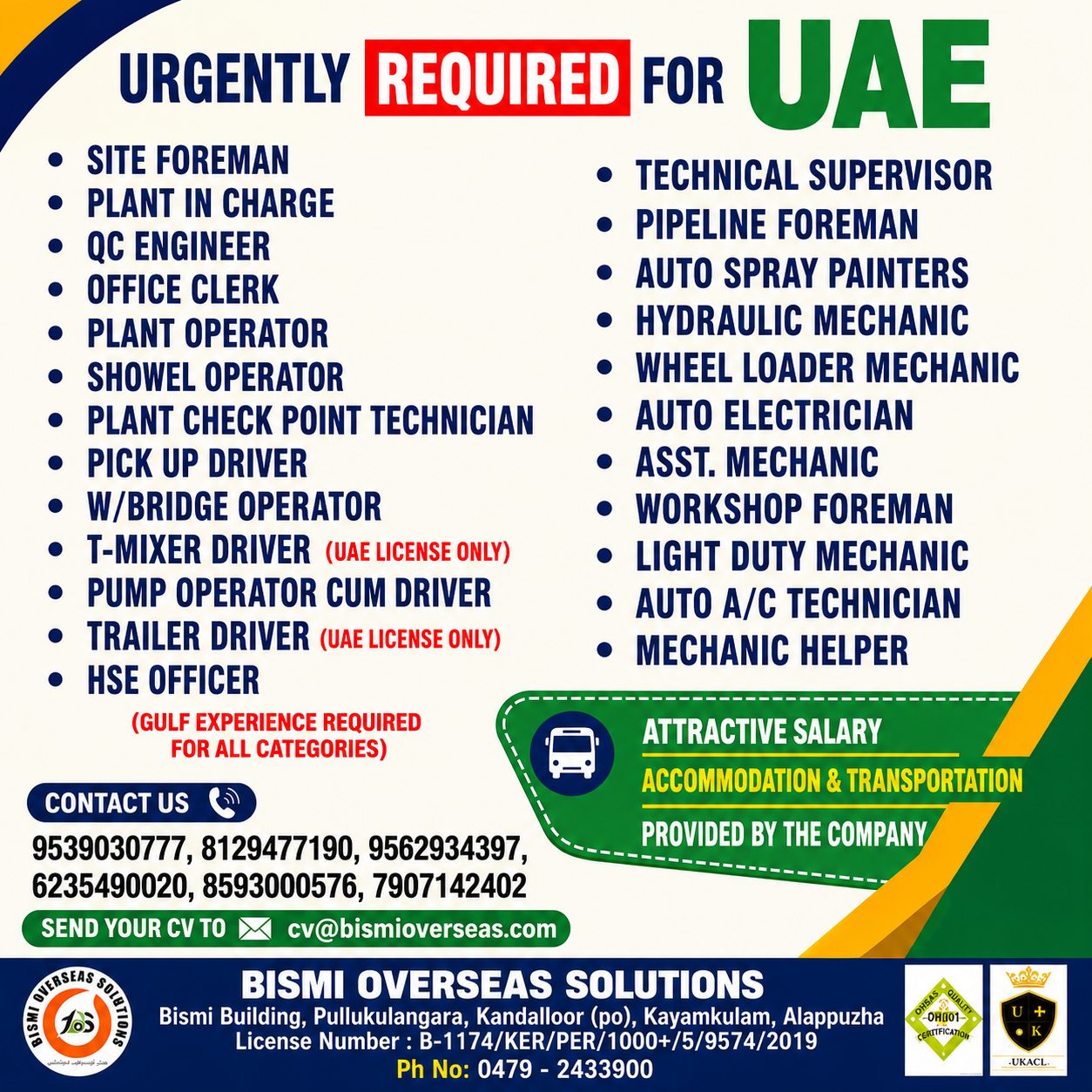 Urgent Requirement For UAE