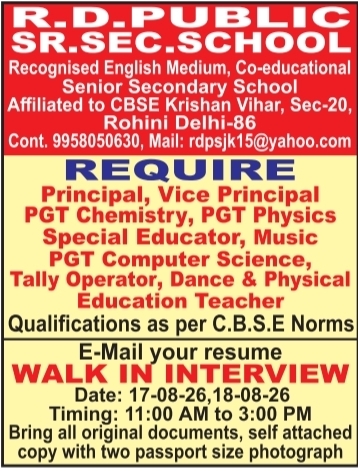 Walk-in Interview for Multiple Teaching Positions