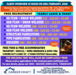 Client Interview at Kochi on 20th February, 2026 for Lamprell Energy Limited, UAE