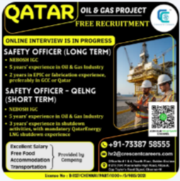 FREE RECRUITMENT – SAFETY OFFICER (QATAR)