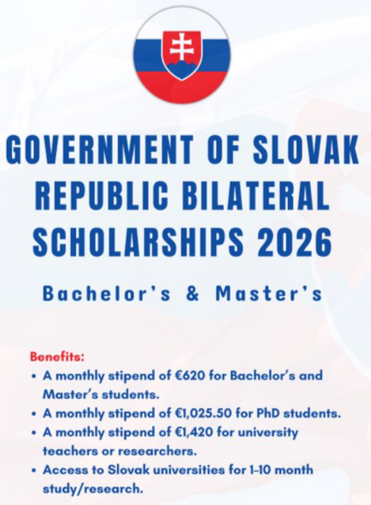 Government of the Slovak Republic Bilateral Scholarships 2026