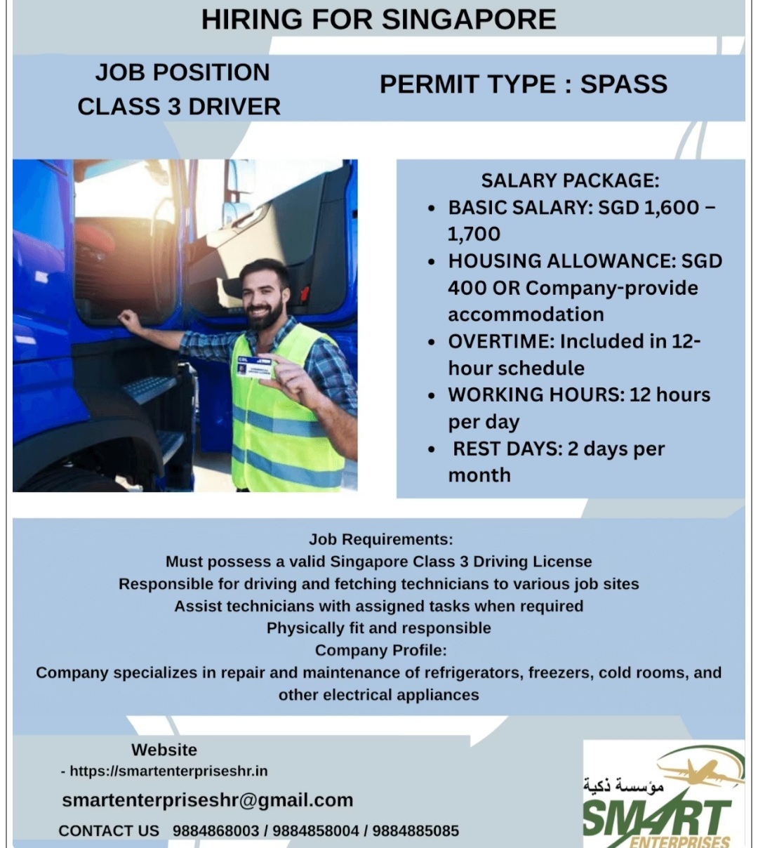 HIRING CLASS 3 DRIVER FOR SINGAPORE