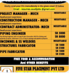 URGENT REQUIREMENT FOR SAUDI ARABIA