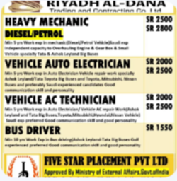 URGENT REQUIREMENT FOR SAUDI ARABIA