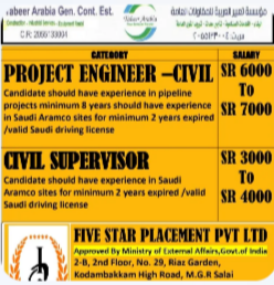 URGENT REQUIREMENT FOR SAUDI ARABIA