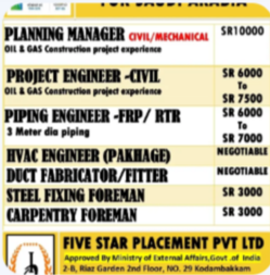 URGENT REQUIREMENT FOR SAUDI ARABIA