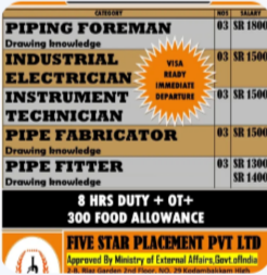 URGENT REQUIREMENT FOR SAUDI ARABIA