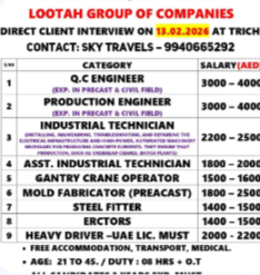 Urgently Required For Leading Company – UAE.