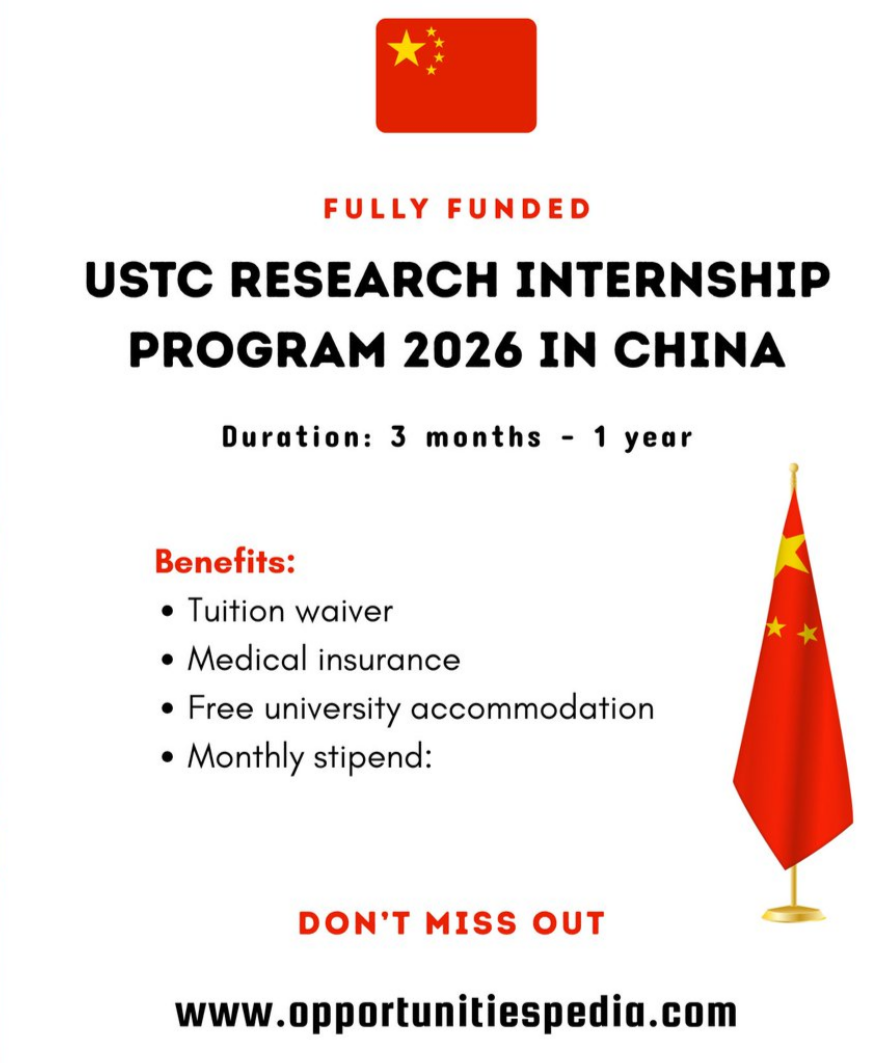 USTC Research Internship Program 2026 | Fully Funded | China