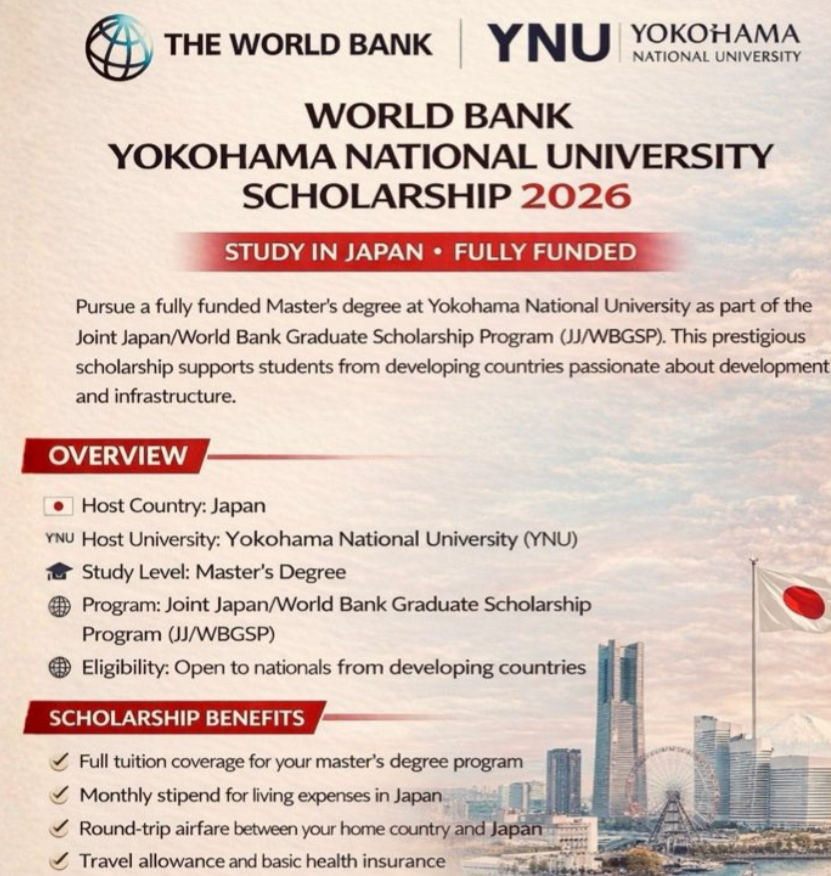 World Bank – Yokohama National University Scholarship 2026 | Fully Funded