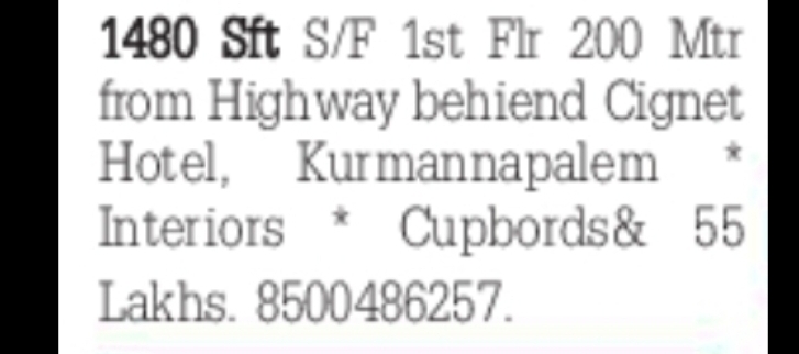 1480 Sft Flat for Sale with Interiors