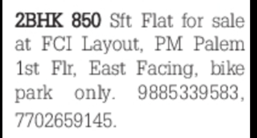 2BHK Flat for Sale