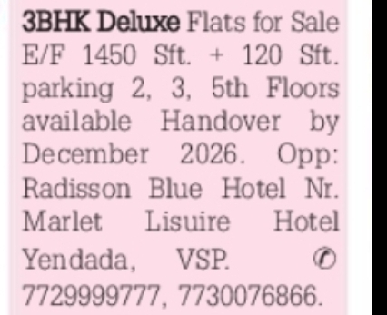 3 BHK Deluxe Flats –