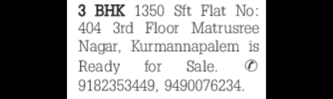 3 BHK Flat for Sale (Ready to Occupy)