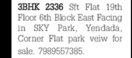 3 BHK Flat  for sale– SKY Park