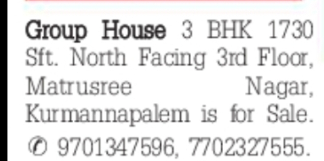 3 BHK Group House for Sale (North Facing)