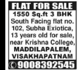 3BHK Flat for Sale