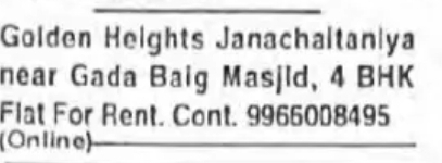 🏢 4 BHK Flat for Rent – Golden Heights, Janachaltaniya