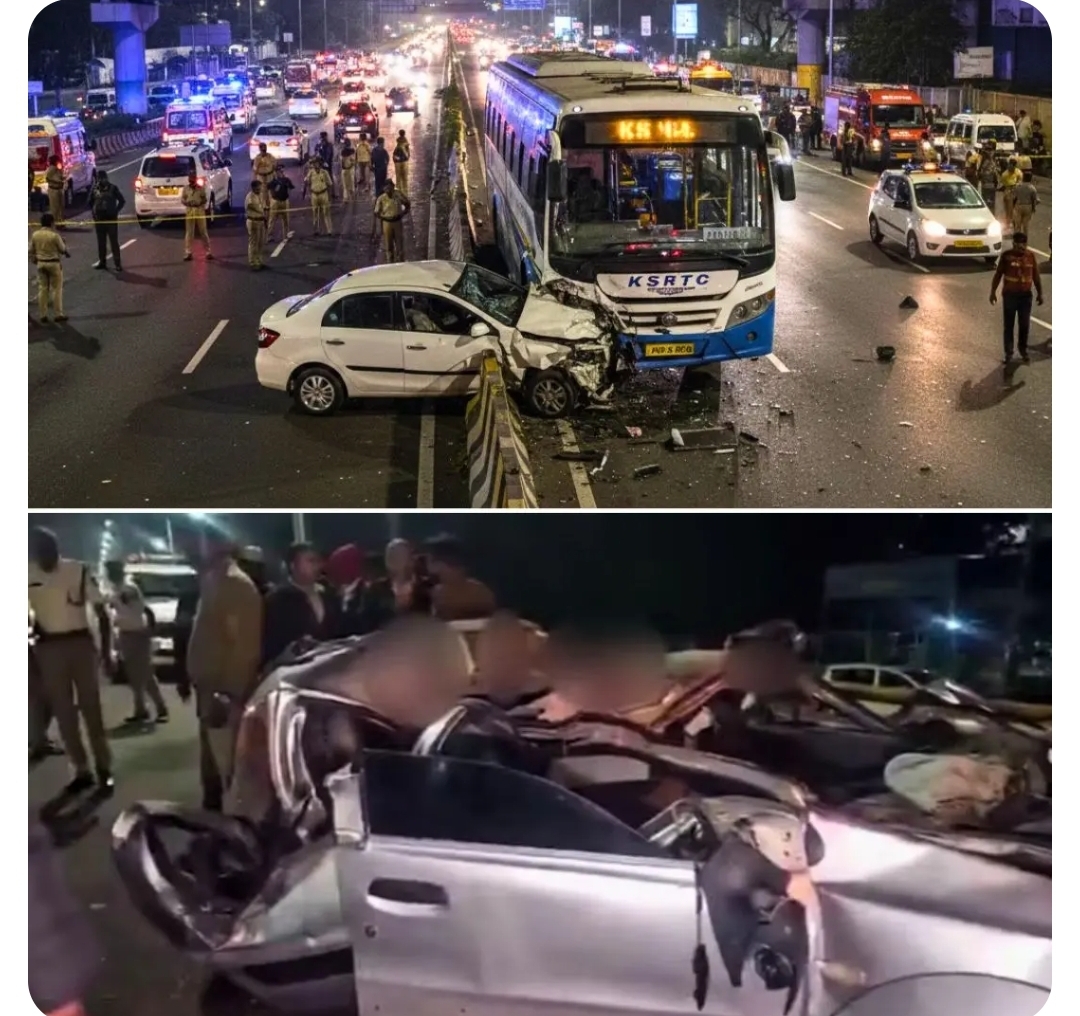 5 Die in Bengaluru After Car Jumps Divider, Crashes Into KSRTC Bus on Tumakuru Road