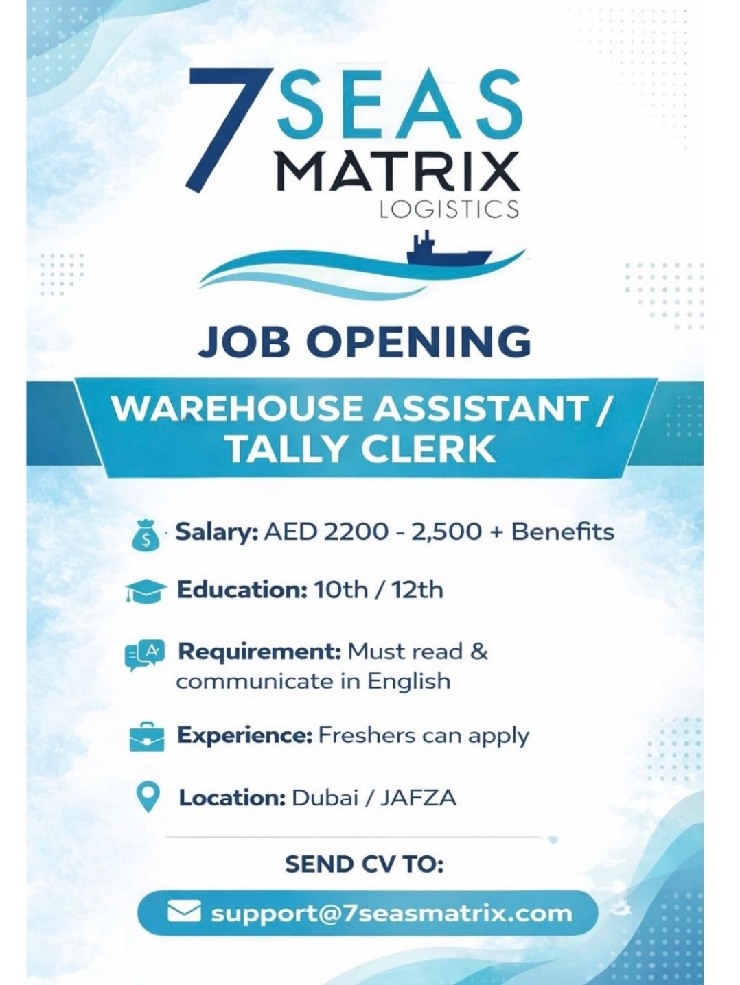 7SEAS MATRIX LOGISTICS is Hiring!!!!