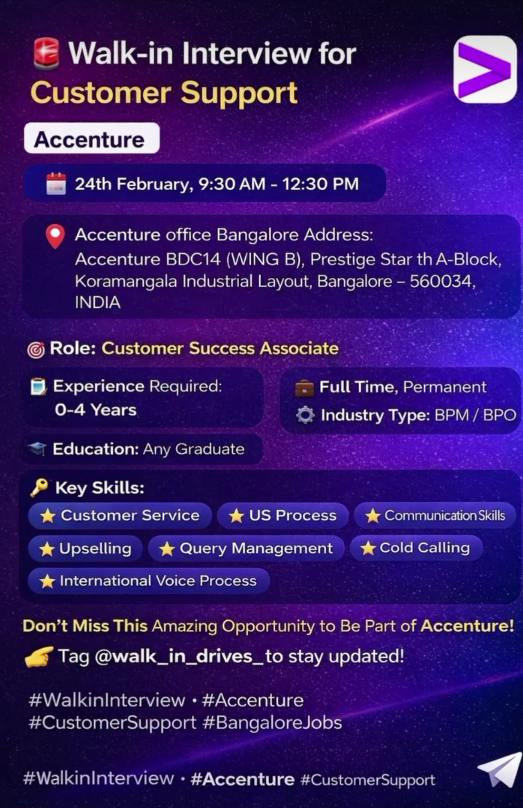 Accenture – Customer Success Associate (Bangalore)