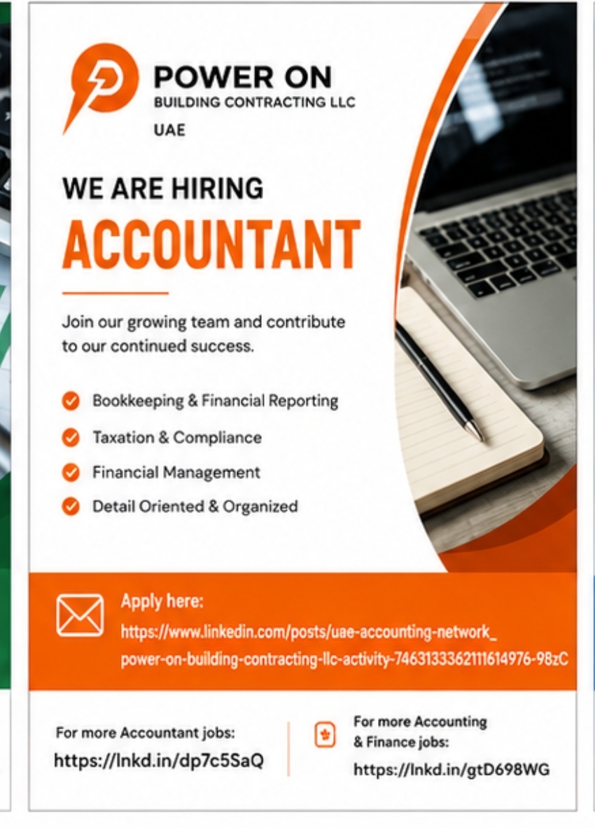 Accountant Job Opening – Power On Building Contracting LLC UAE