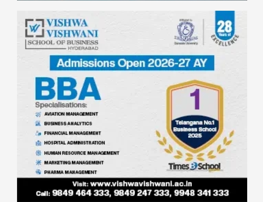 🎓 Admissions Open 2026–27 | Vishwa Vishwani School of Business, Hyderabad