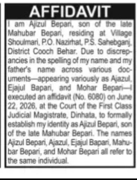 Affidavit for Identity and Name Correction – Ajizul Bepari