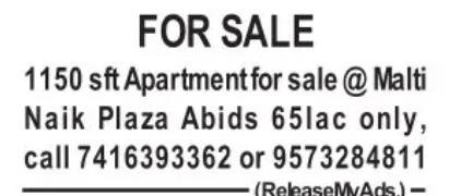 🏢 Apartment for Sale in Abids – Prime Location!