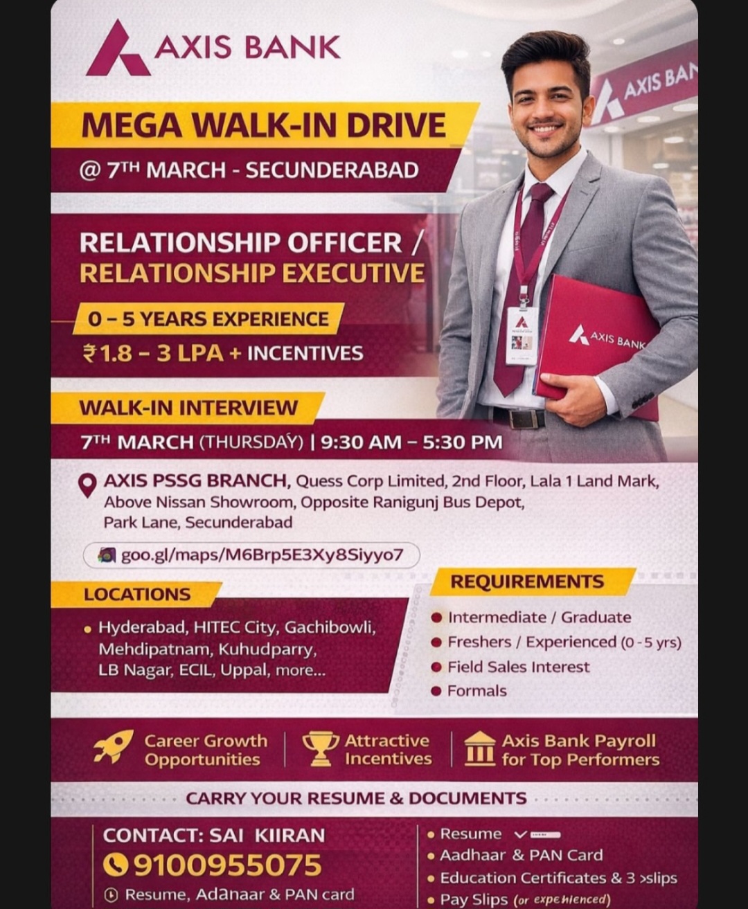 AXIS BANK Mega Walk-In Drive – Secunderabad