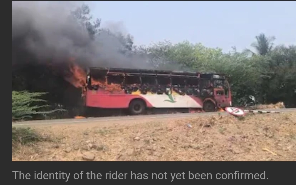 Biker Charred To Death In Karnataka After Collision With Bus Sparks Fire