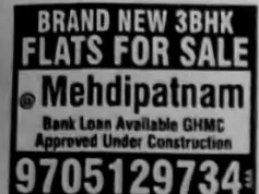 🏡 Brand New 3BHK Flats for Sale in Mehdipatnam