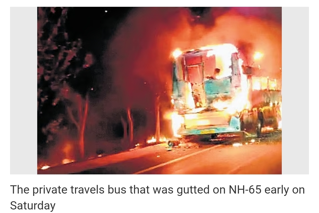 Bus catches fire on Hyderabad-Vijayawada NH, crew saves all 36 passengers