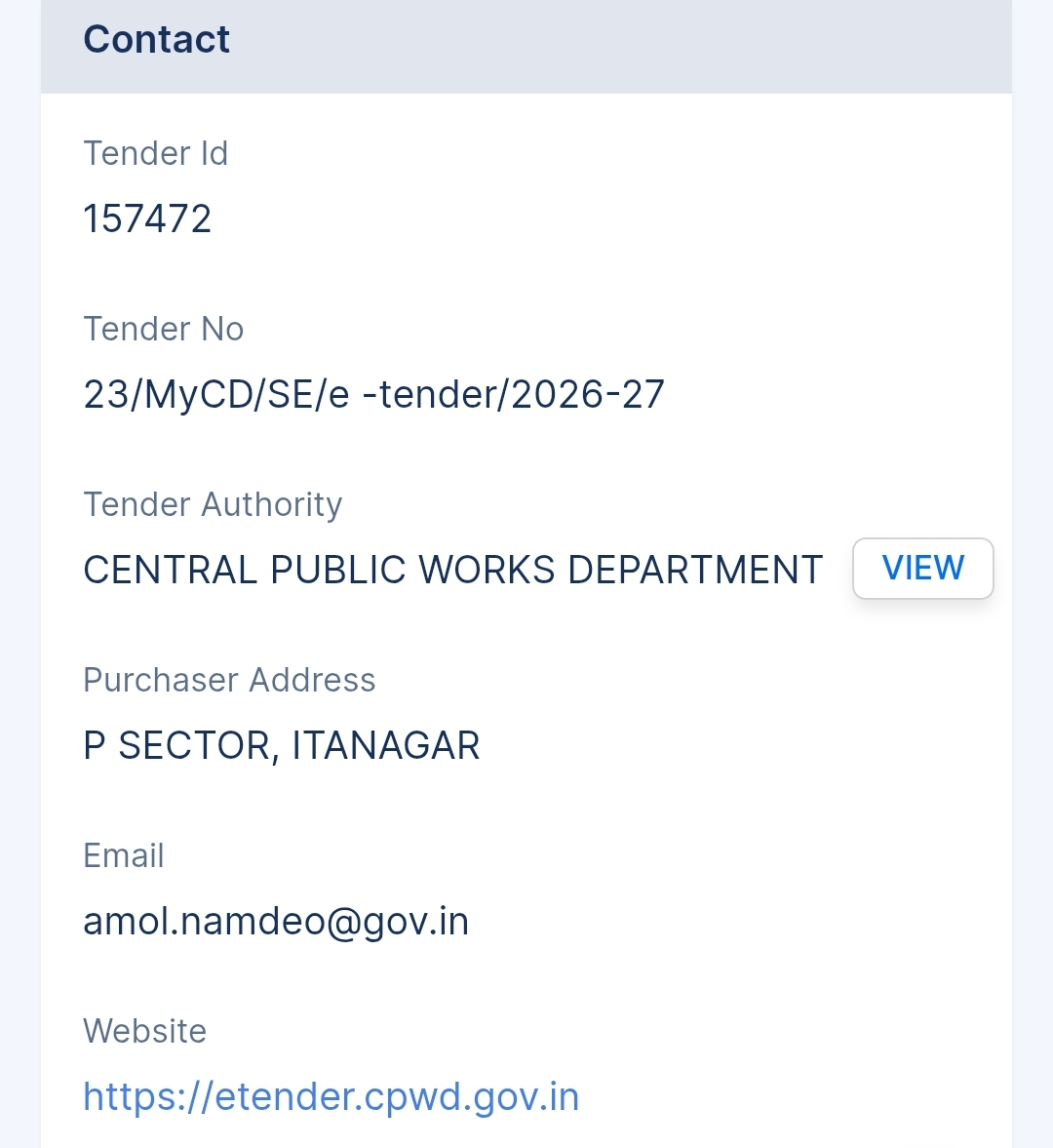 Central Public Works Department Tender - Karnataka Tender