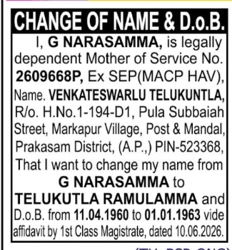 Change of Name and Date of Birth Notice