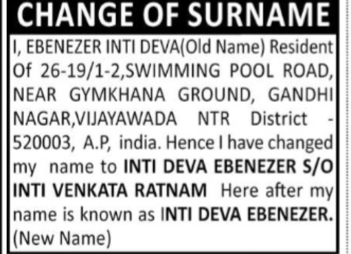 Change of Name Notice