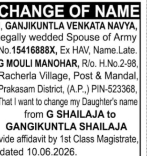 Change of Name Notice
