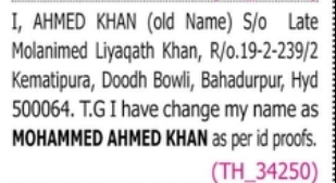 CHANGE OF NAME NOTICE