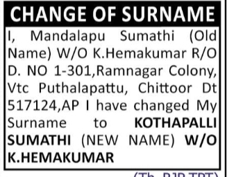 CHANGE OF SURNAME