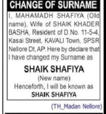 CHANGE OF SURNAME