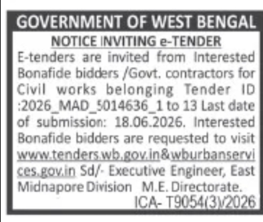 Civil Infrastructure Development Works under East Midnapore Division